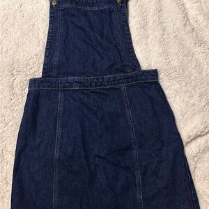 Topshop Dark Indigo Denim Pinafore Dress